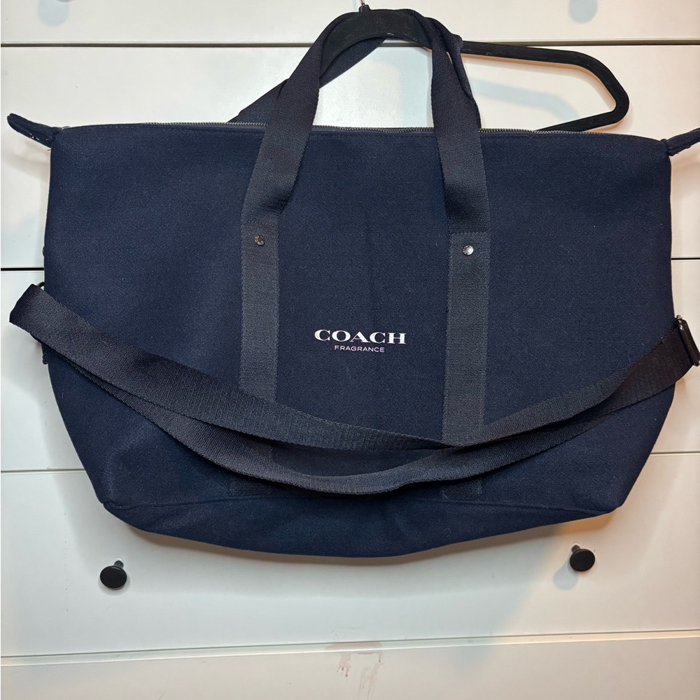 Coach Fragrance Navy Canvas Weekender Travel  Bag with Shoulder Strap